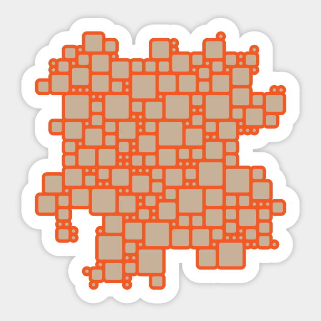 abstract cells pattern in orange and beige Sticker by VrijFormaat